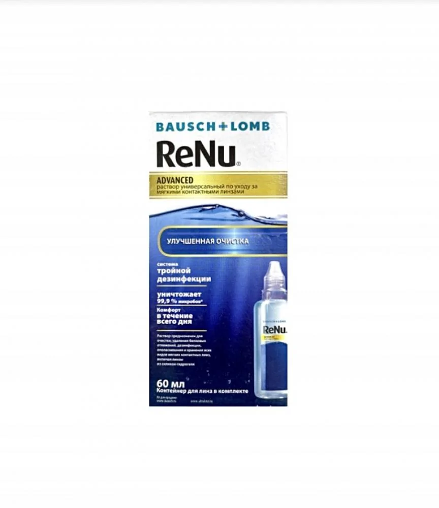 Универсальный раствор для линз Renu Advanced, 60 мл